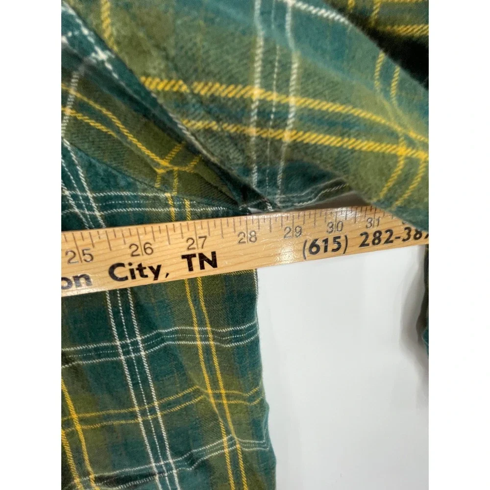 Duluth Trading Co Mens Shirt 2XL/Tall Flannel Green Plaid Button Down Outdoors